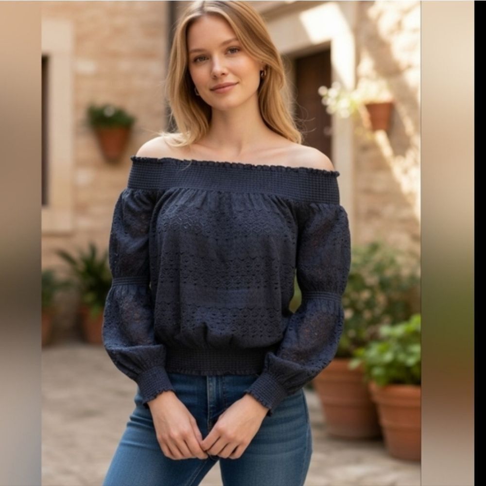 Zara Black Textured Off-the-Shoulder Lace